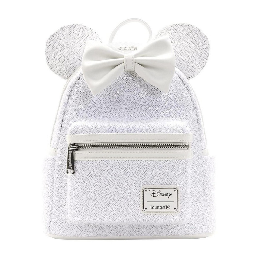 NWOT Loungefly Disney Minnie Mouse Sequin Wedding Mini Backpack in White